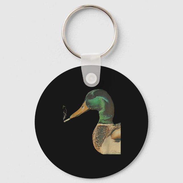 Mallard smoking cigarette meme funny mallard duck keychain (Front)