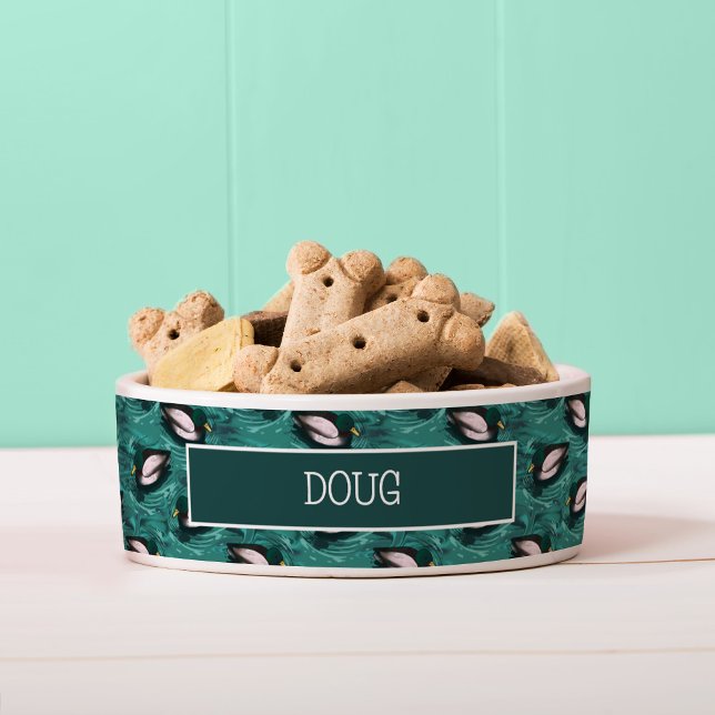 Mallards Swimming in the Water Pattern (Mallards Pattern Dog Bowl)
