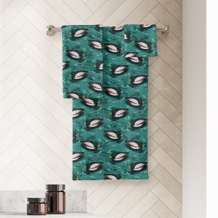 Mallards Swimming in the Water Pattern Bath Towel Set
