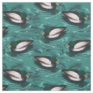 Mallards Swimming in the Water Pattern Fabric