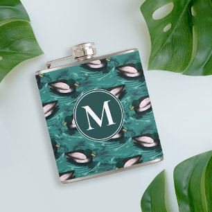 Mallards Swimming in the Water Pattern Hip Flask