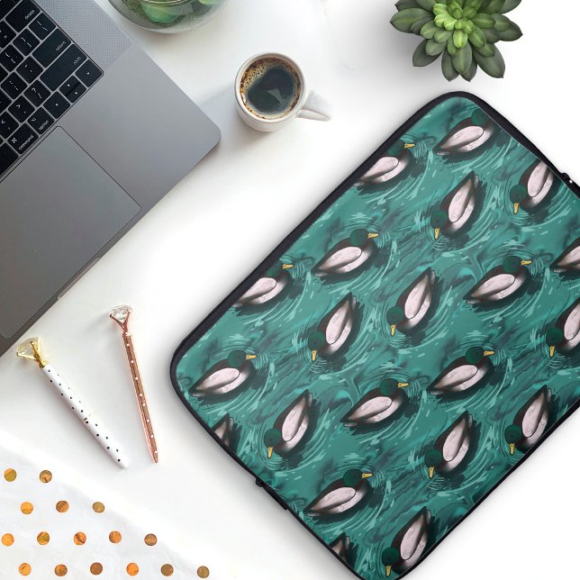 Mallards Swimming in the Water Pattern Laptop Sleeve (Mallards in the water pattern laptop sleeves)