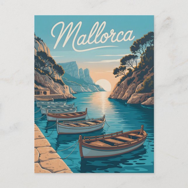 Mallorca coast vintage postcard (Front)