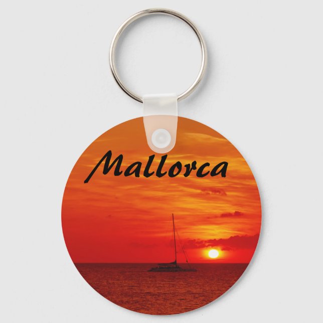 Mallorca Romantic Sunset at the Sea Photo Souvenir Keychain (Front)