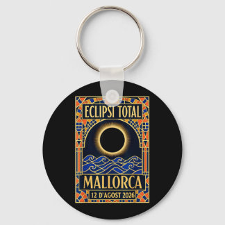 Mallorca Solar Eclipse 2026 - Catalan Modernist Keychain