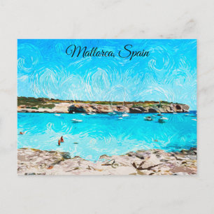 Mallorca Spain Balearic Island Watercolor Paint Postcard