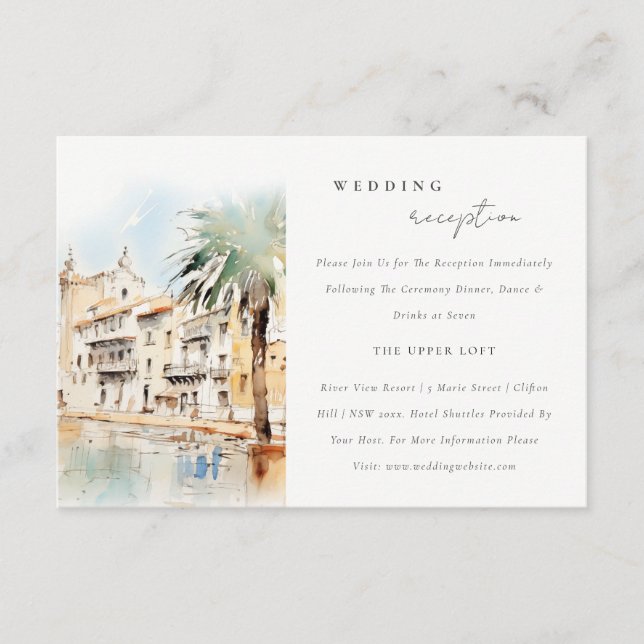 Mallorca Spain Landscape Wedding Reception Enclosure Card (Front)