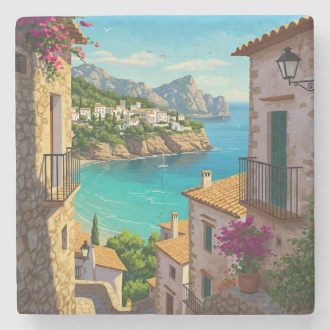Mallorca Spain Travel Stone Coaster (Front)