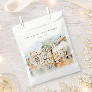 Mallorca Spain Watercolor Landscape Wedding Favour Bag