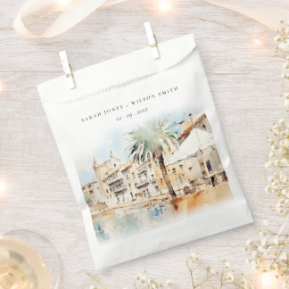 Mallorca Spain Watercolor Landscape Wedding Favour Bag