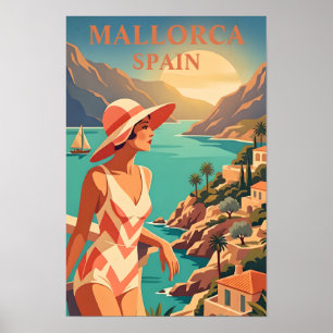 Mallorca Travel Poster Vintage Style Spanish Coast