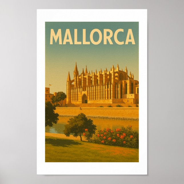 Mallorca Vintage Retro Cathedral Poster (Front)