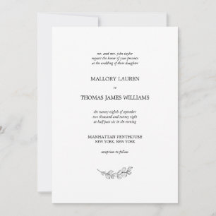 Mallory Elegant Simple Botanical Leaf Wedding Invitation