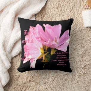 Mallow Bouquet Philippians 4:6 Throw Pillow