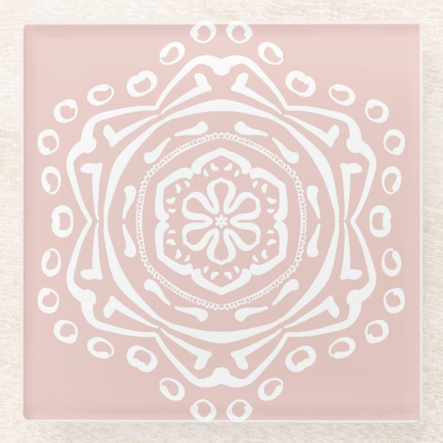 Mallow Mandala Glass Coaster (Front)