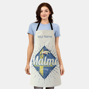 Malmo Sweden Retro Flag Vintage Moose Souvenir Apron