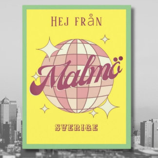 Malmö Sweden Sverige retro colourful Postcard
