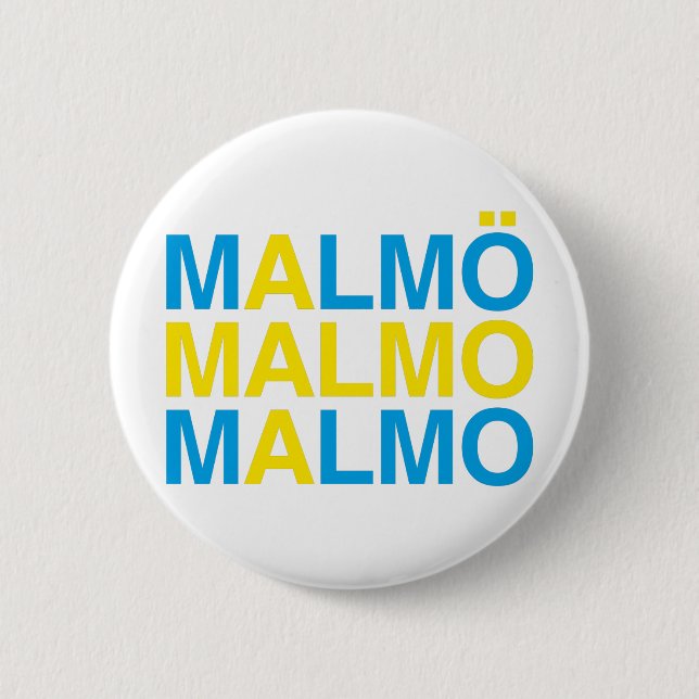 MALMO Swedish Flag 2 Inch Round Button (Front)