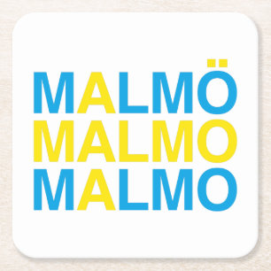 MALMO Swedish Flag Square Paper Coaster