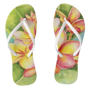 Malorie Arisumi plumeria watercolor slippers Flip Flops