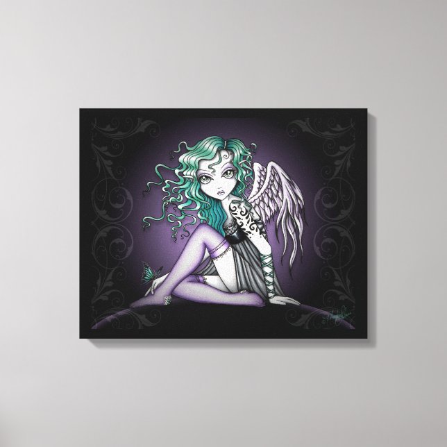 "Malory" Cute Green Tattoo Angel Canvas Print (Front)