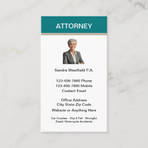 Malpractice Accident Slip And Fall Attorney Business Card