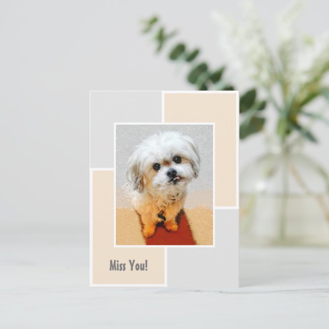 Malshi Dog Miss You Postcard (Standing Front)