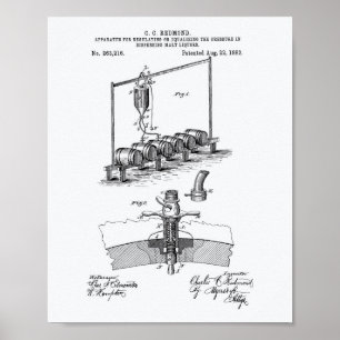 Malt Liquor Apparatus 1882 Patent Art White Paper Poster