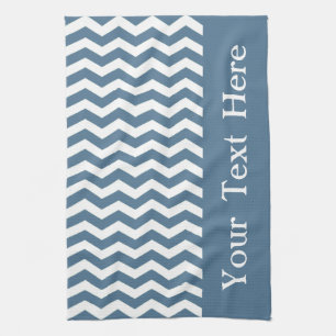 Malta Blue Wave Chevron customizable Kitchen Towel
