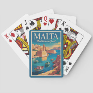 Malta Coast Illustration Travel Art Vintage Playing Cards