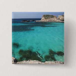 Malta, Comino Island, The Blue Lagoon 2 Inch Square Button