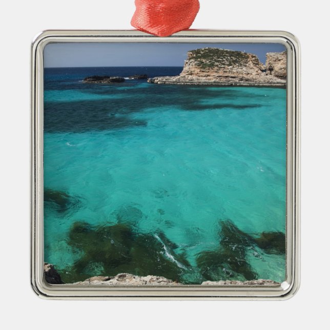Malta, Comino Island, The Blue Lagoon Metal Ornament (Front)