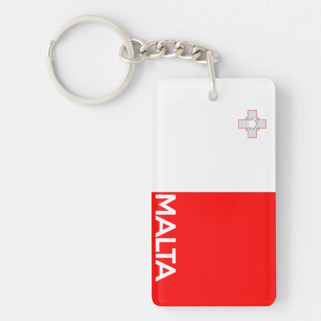 malta country flag symbol name text keychain (Front)
