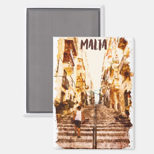 Malta European Island Architecture Magnet (Front/Back)