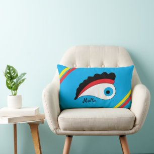 Malta Fishing Boat Lucky Eye Colourful Lumbar Pillow