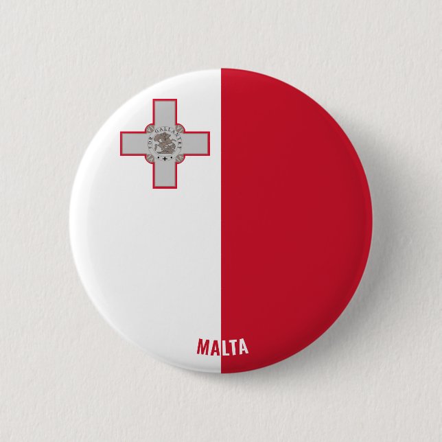 Malta Flag Charming Patriotic 2 Inch Round Button (Front)