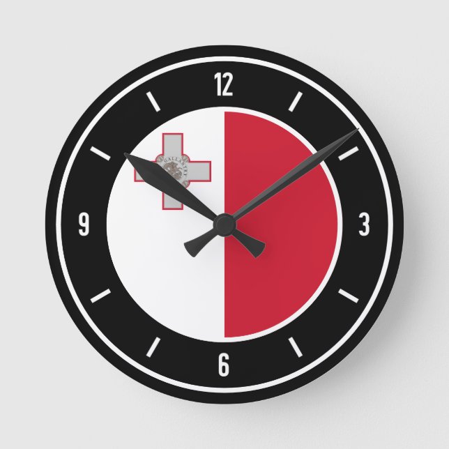 Malta Flag Elegant Round Clock (Front)