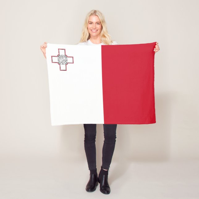 Malta Flag Fleece Blanket (In Situ)