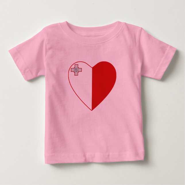 Malta Flag Heart T-Shirt (Front)