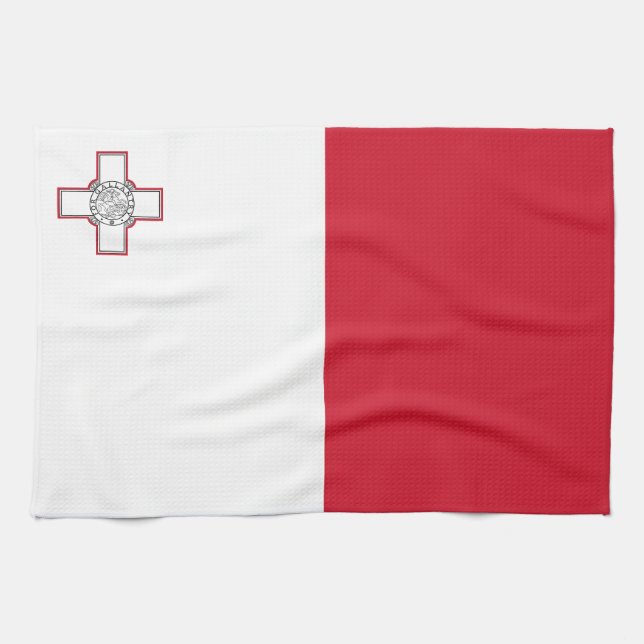 Malta Flag Kitchen Towel (Horizontal)