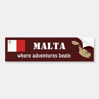 Malta Flag + Map Bumper Sticker