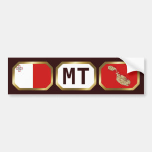 Malta Flag Map Code Bumper Sticker