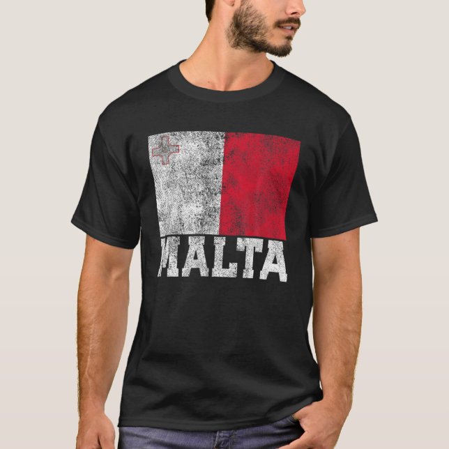 Malta Flag National Pride Roots Country Family Nat T-Shirt (Front)
