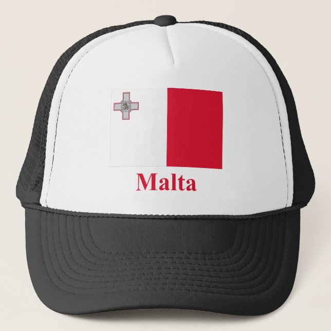 Malta Flag with Name Trucker Hat (Front)