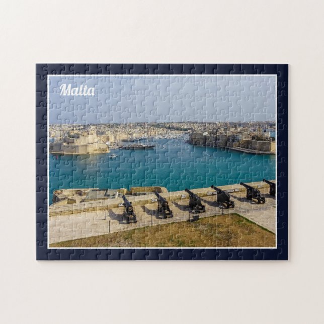Malta Grand Harbour From Valletta Saluting Battery Jigsaw Puzzle (Horizontal)