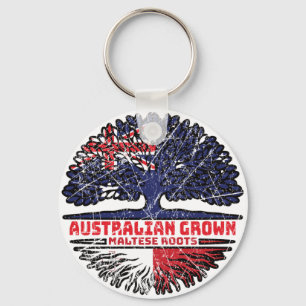 Malta Maltese Australian Australia Tree Roots Flag Keychain