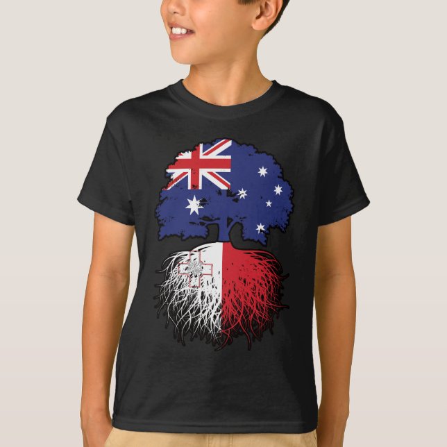 Malta Maltese Australian Australia Tree Roots Flag T-Shirt (Front)