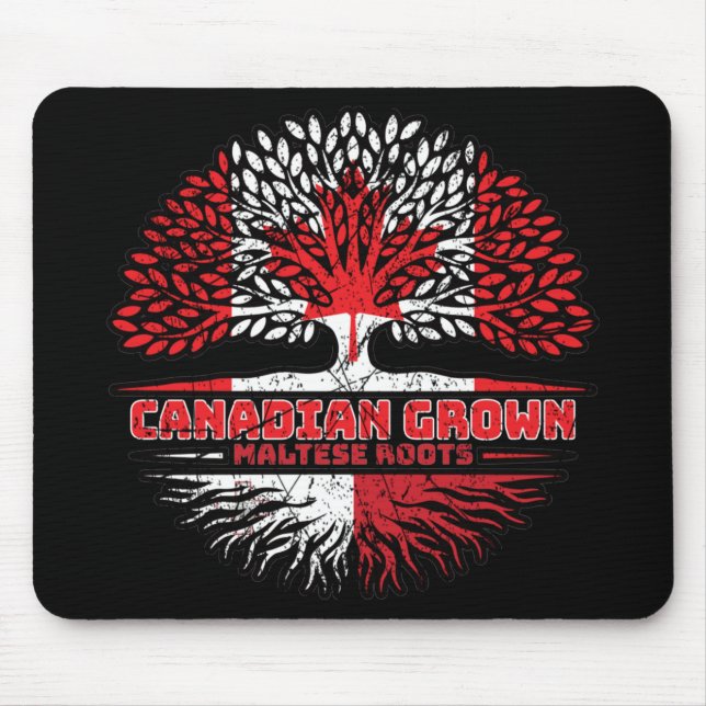 Malta Maltese Canadian Canada Tree Roots Flag Mouse Pad (Front)