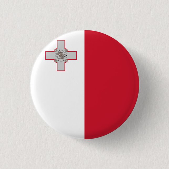 Malta (Maltese) Flag 1 Inch Round Button (Front)