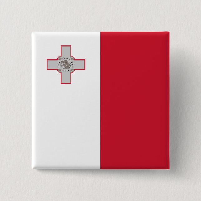 Malta (Maltese) Flag 2 Inch Square Button (Front)